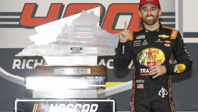 Austin Dillon, driver of the #3 Bass Pro Shops Chevrolet, celebrates in victory lane after winning the NASCAR Cup Series Cook Out 400 at Richmond Raceway on August 11, 2024 in Richmond, Virginia