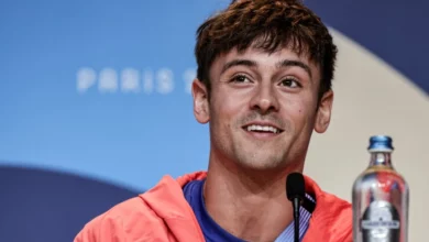 Britain's diver Tom Daley attends the World Aquatics Olympic press conference ahead of the Paris 2024 Olympic Games in Paris, on July 25, 2024.