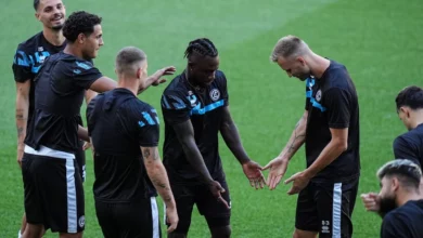 Players of FC Lugano take part in a pre-match training session at Ulker Stadium before the second leg of the UEFA Champions League 2nd Qualifying Round match between Fenerbahce and FC Lugano on July 29, 2024 in Istanbul, Turkiye.