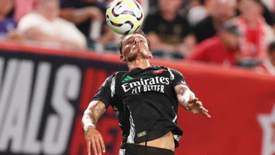 Arsenal's English defender #04 Ben White controls the ball during the pre-season club friendly football match between Arsenal FC and Liverpool FC at Lincoln Financial Field in Philadelphia, Pennsylvania, on July 31, 2024.